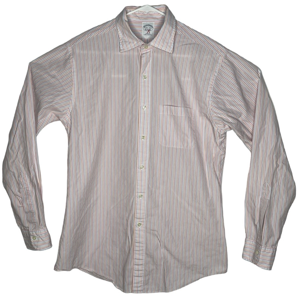 Brooks Brothers Slim Fit Button-Up Shirt Mens Size 15.5-35 Multicolor Striped